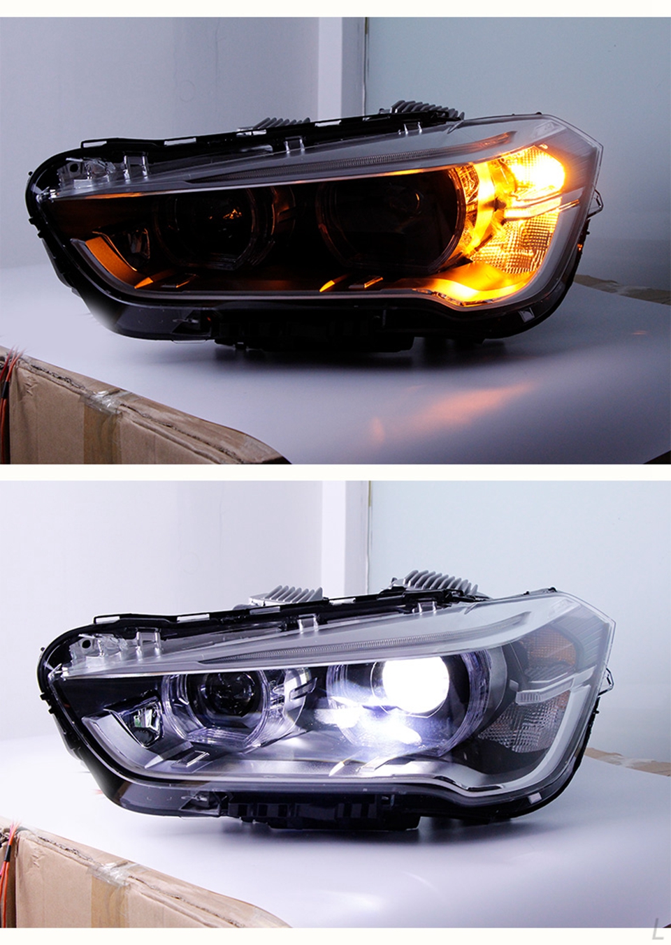 Headlight For BMW X1 F48 20 16-20 20 F49 Car Front Lamps DRL Styling Yellow Turn Signal Headlights Assembly