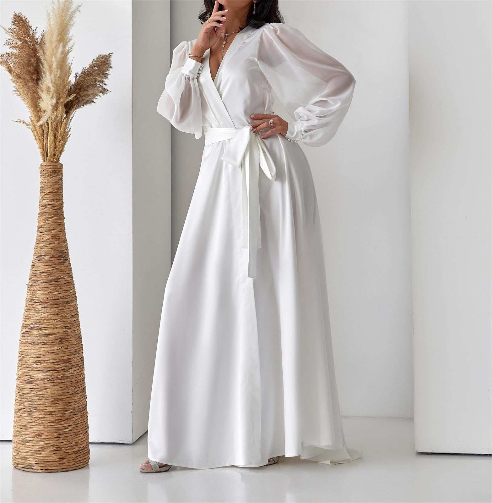 Elegant Bridal Bath Gown Women's Silk Kimono Long Robe Satin Bridesmaid Wedding Sleepwear Beach Blouses Bikini Cover Up Plus Size