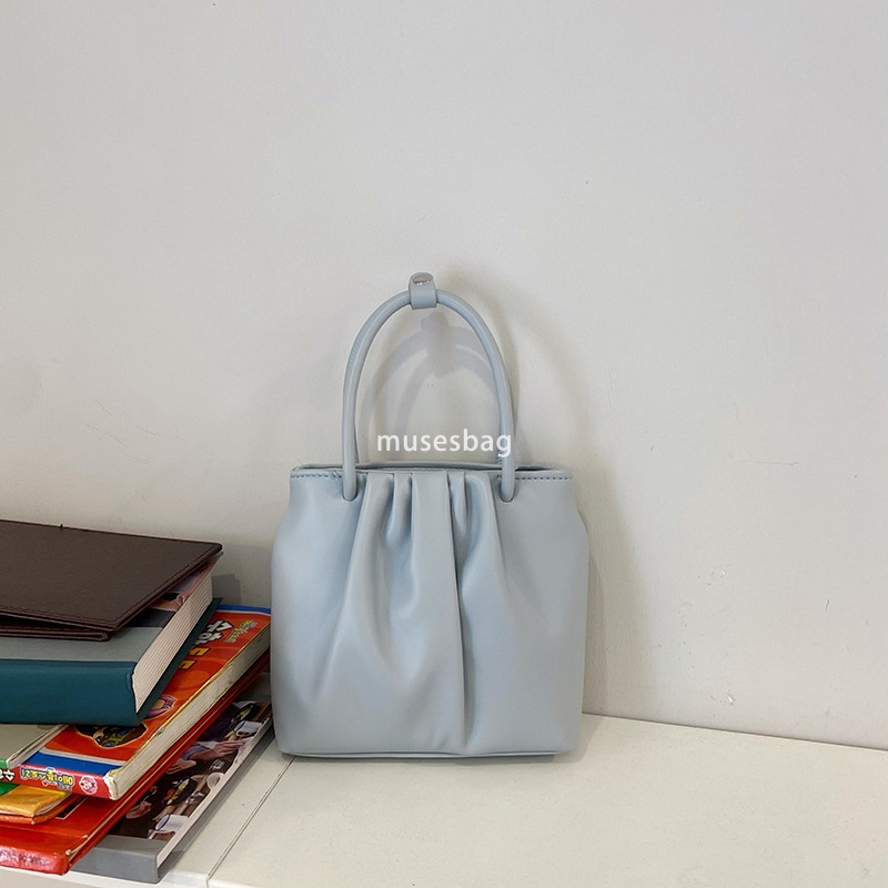 Square pleated versatile small bag for women spring and summer new soft handheld casual Korean version single shoulder crossbody bag trend