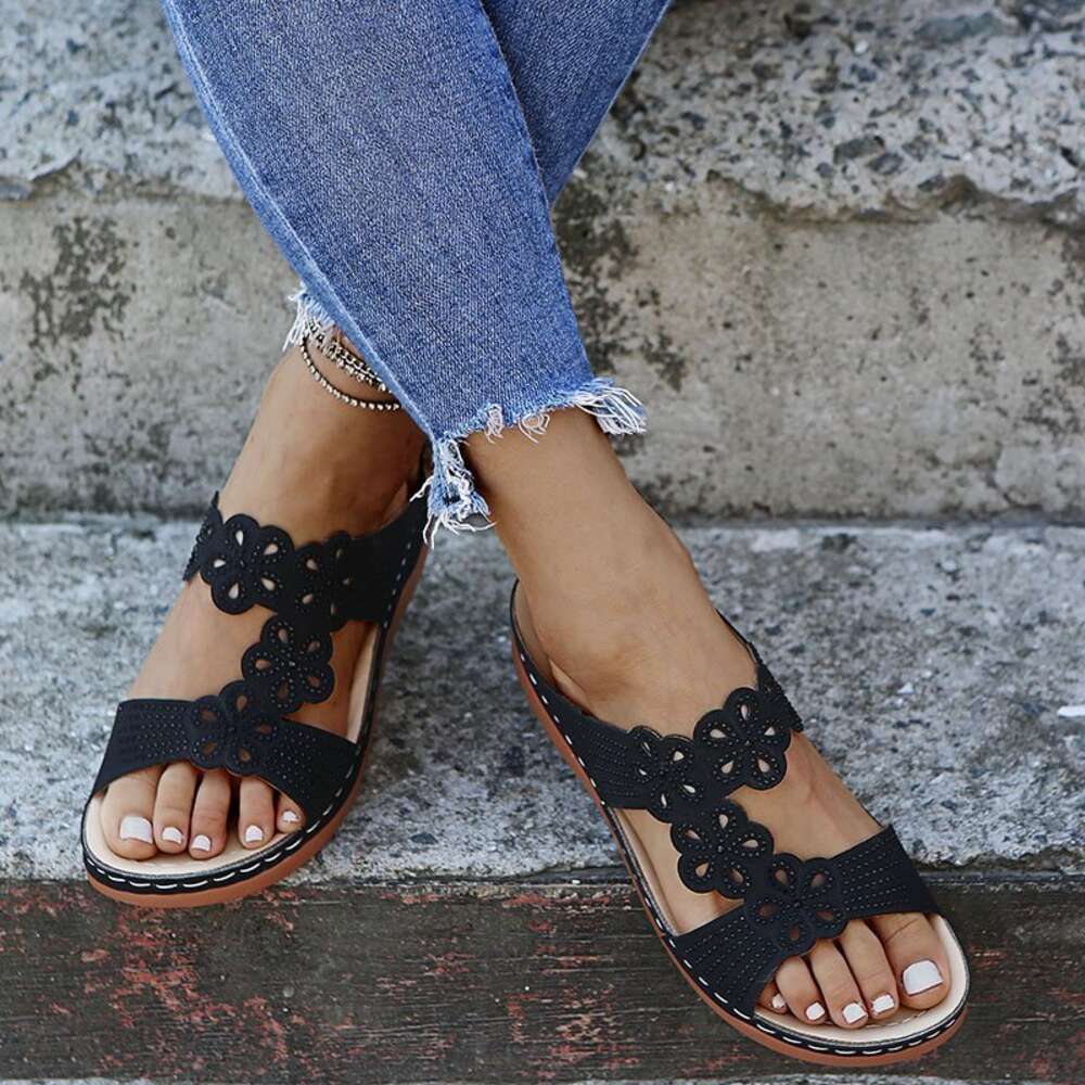 Large Summer TEMU Women S Fashion Hollow Plum Blossom Water Diamond Roman Thick Sole Slippers Ddmysaturn