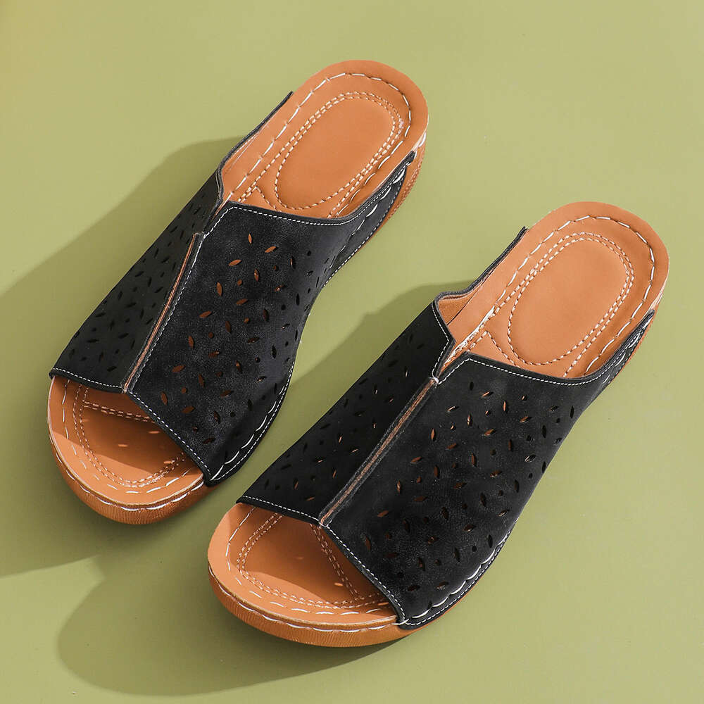 Women Large New S Thick Sole Flyline Roman Windfish Mouth Slope Heel Sandals Ddmysaturn