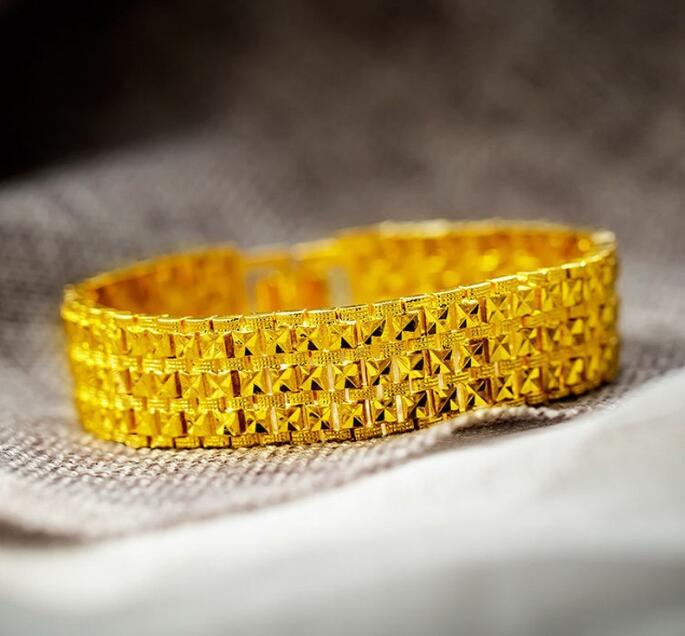 Vietnam Sha Jin 15mm*20cm Men's Gold Bracelet