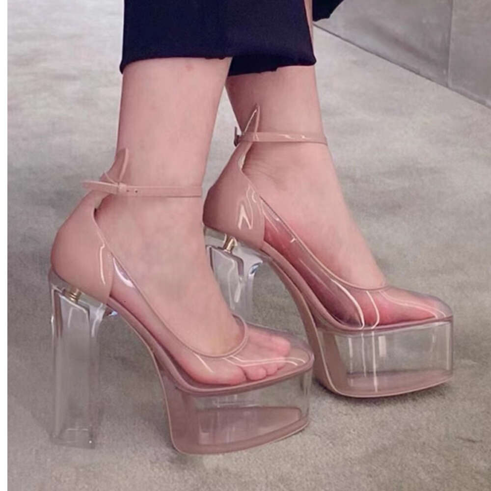 2023 Summer New Fashion Thick Sole Transparent Platform Super High Heels Wedding Party Women's Single Shoes