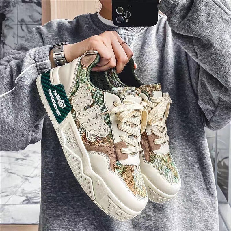 Vintage Sneaker Ddmysports Men Print Sneakers Lightweight Casual Shoes Flat Outdoor Shoe s