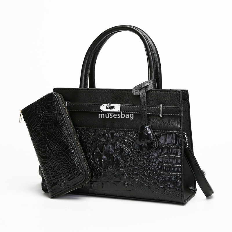 Designer Women High Quality European and American Classic Retro Multi functional Crocodile Pattern Trendy Fashion Large Capacity Versatile Simple Bag 