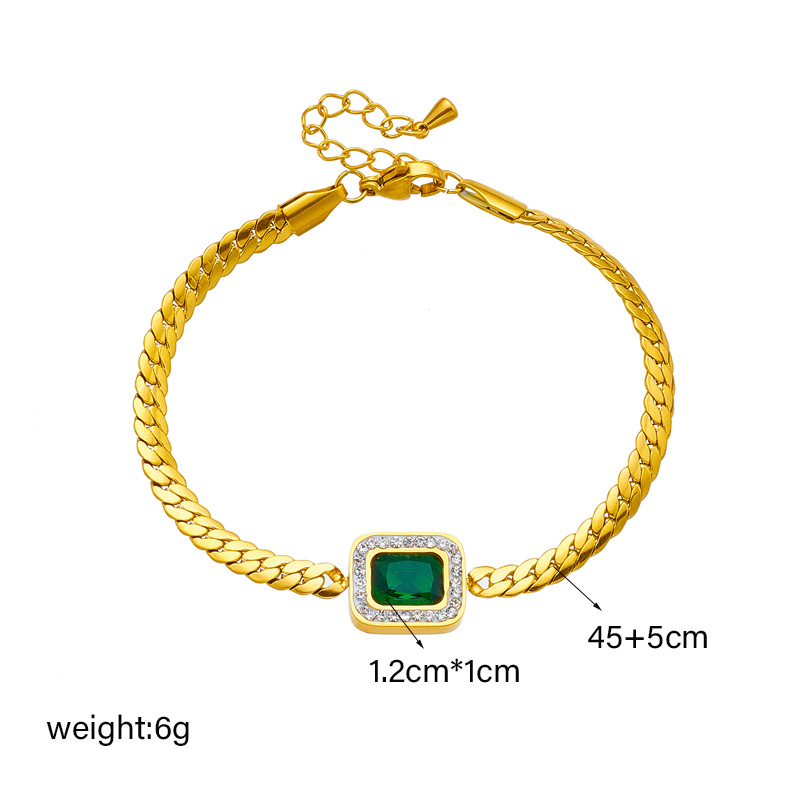 Emerald Cubic Zircon Necklace Bracelet Earrings Designer Jewelry Set Non Tarnish 18k Gold Snake Chain Diamond Collar Choker for Women Fine Luxury Jewe