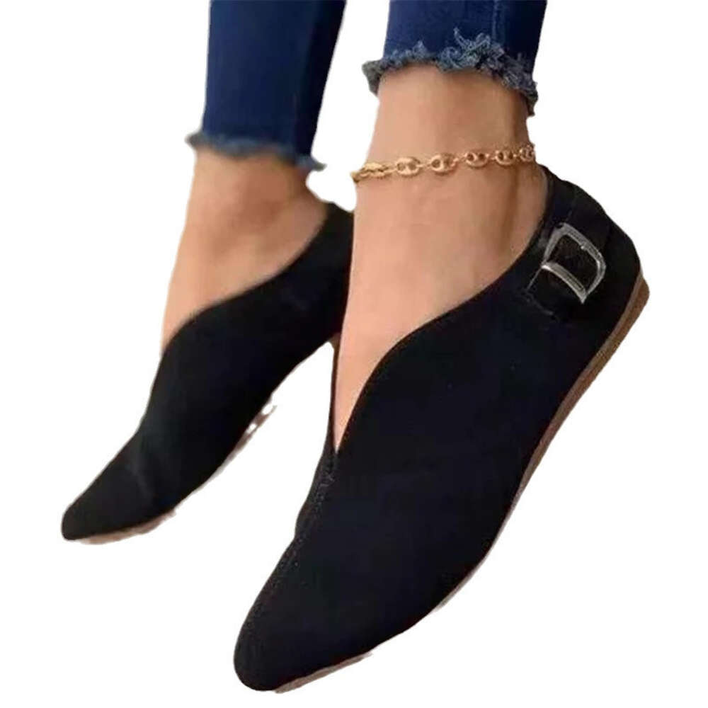 Single Large Size Women S Pointed Desert Fragrant Style Shoes Buckle Flat Bottomed Casual Ddmysaturn