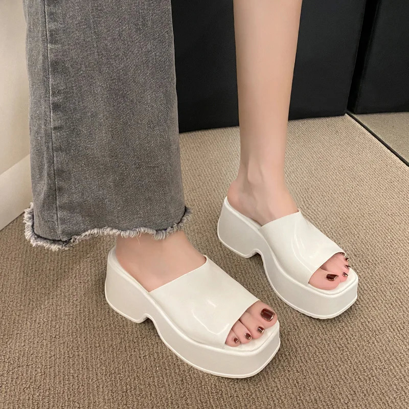 Women Platform High Heels Slippers Korean Female Peep Toe Shoes Wedges Sandals 2024 Summer Fashion Slides Pumps Zapatos 240619