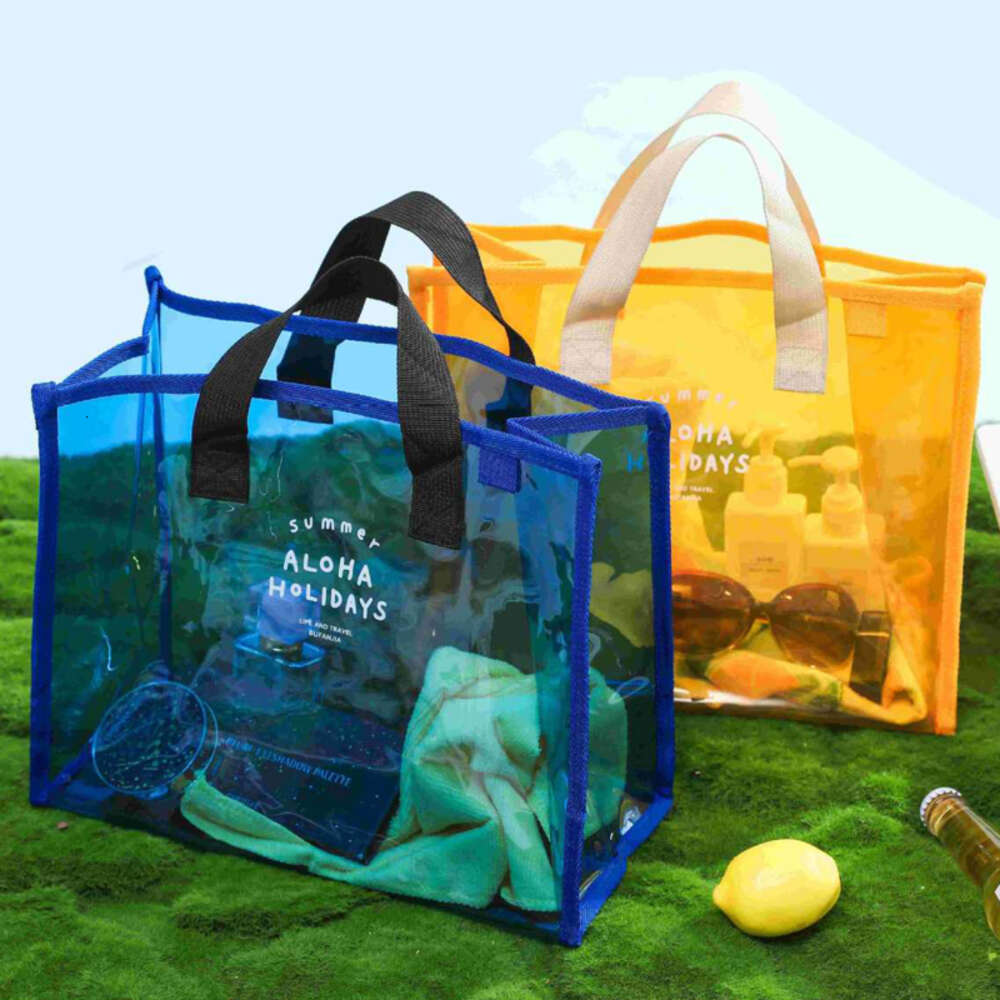 Trendy Summer Large Jelly Handbag Women Hot Pink Transparent Vinyl Beach Shopper Ladies Waterproof Clear PVC Tote Bag H6.18#10.4 ddmy da0a