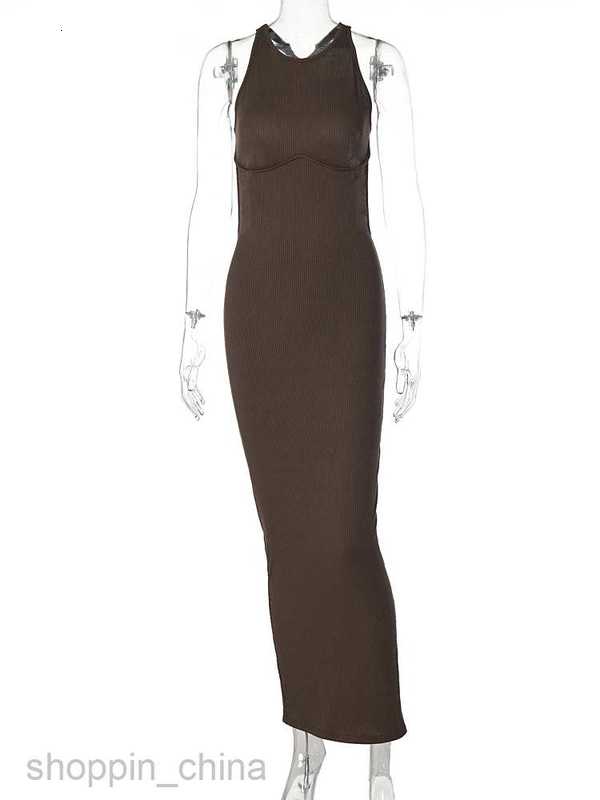 Basic Casual Dresses Hugcitar Ribbed Solid Hollow Out Backless Sleeveless Sexy Slit Mini Dress Bodycon 2024Summer Women Outfits Elegant Party Y2K