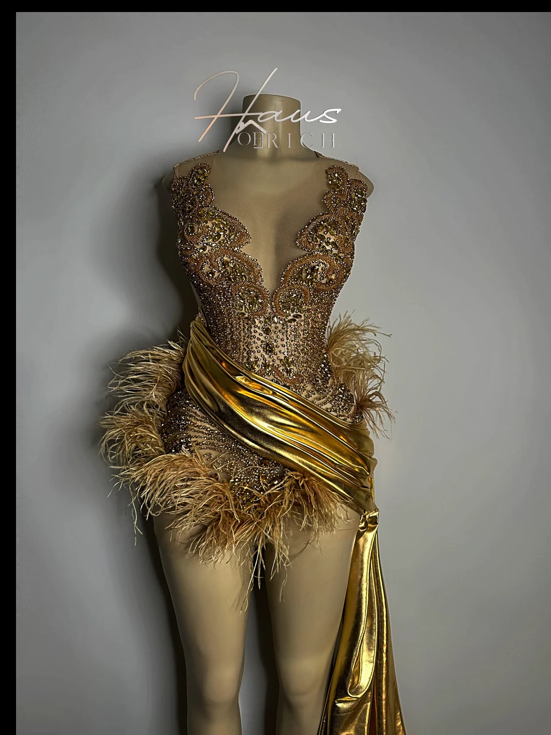 Gold Sexy Crystals Feather Short Prom Dresses For Black Girls See Through African American Cocktail Dresses Birthday Party Homecoming Gowns