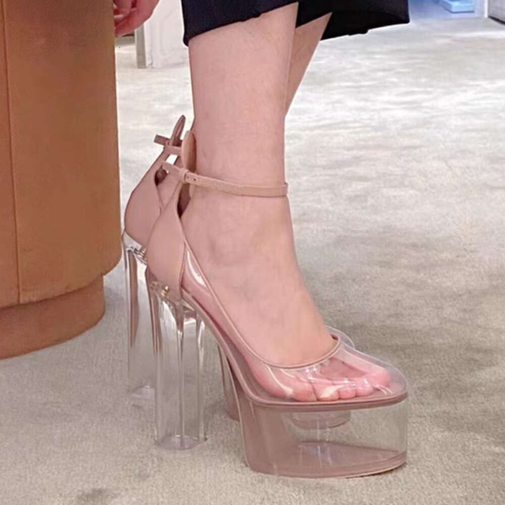 2023 Summer New Fashion Thick Sole Transparent Platform Super High Heels Wedding Party Women's Single Shoes