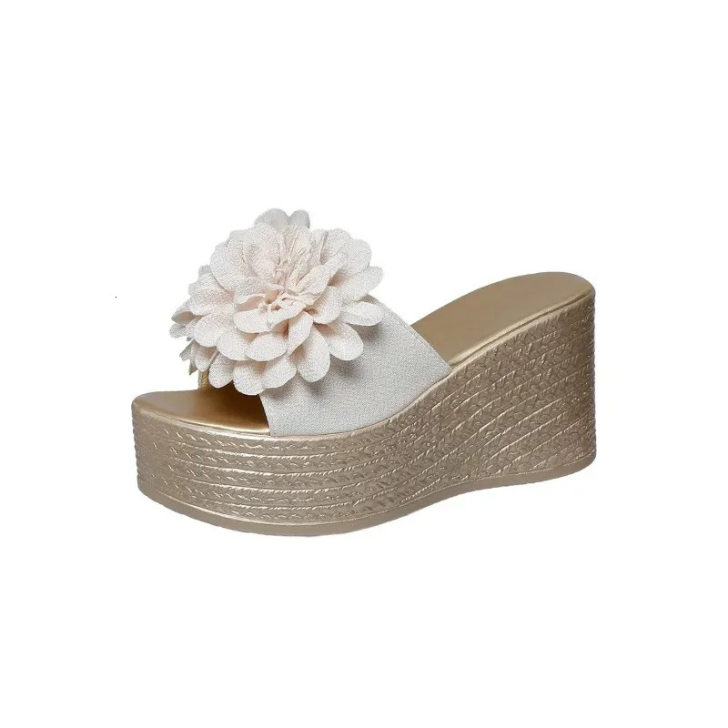 Wedges Sandals Women Slippers Summer Beach Platform Shoes Flower Slippers Women High Heel Slippers Women Fashion 240619