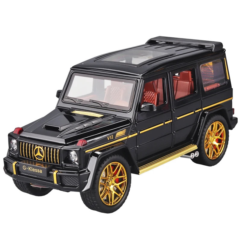 1 24 AMG G63 Model Car Zinc Alloy Pull Back Toy Car with Sound and Light for Kids Boy Girl Gift 240629