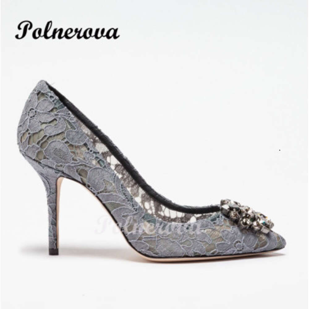 Lace Rhinestone Pointed Toe High Heel Stiletto Wedding Versatile Comfortable Work Women's Shoes