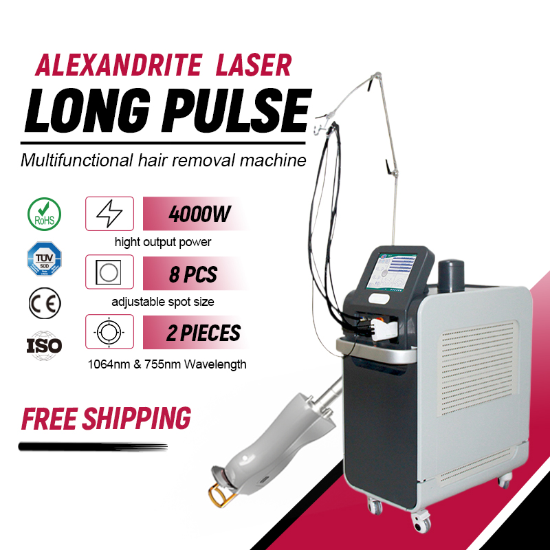 New 755nm alexandrite laser 1064nm nd yag laser for light skin dark skin hair removal treatment in alexandrite laser long pulse laser machine with doo