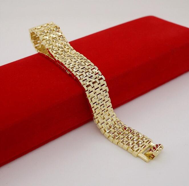 Vietnam Sha Jin 15mm*20cm Men's Gold Bracelet