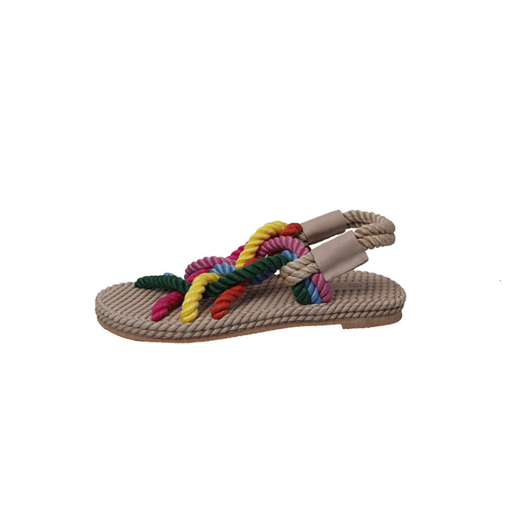 Summer Large Size New Women S Rainbow Dopamine Small Fresh Knitted Rope Sandals Ddmysaturn