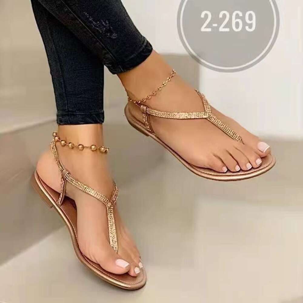 Size Summer Large New Sandals For Women S Fashion Rhinestone Toe Clip Ins Small Fresh Flat Slippers Ddmysaturn