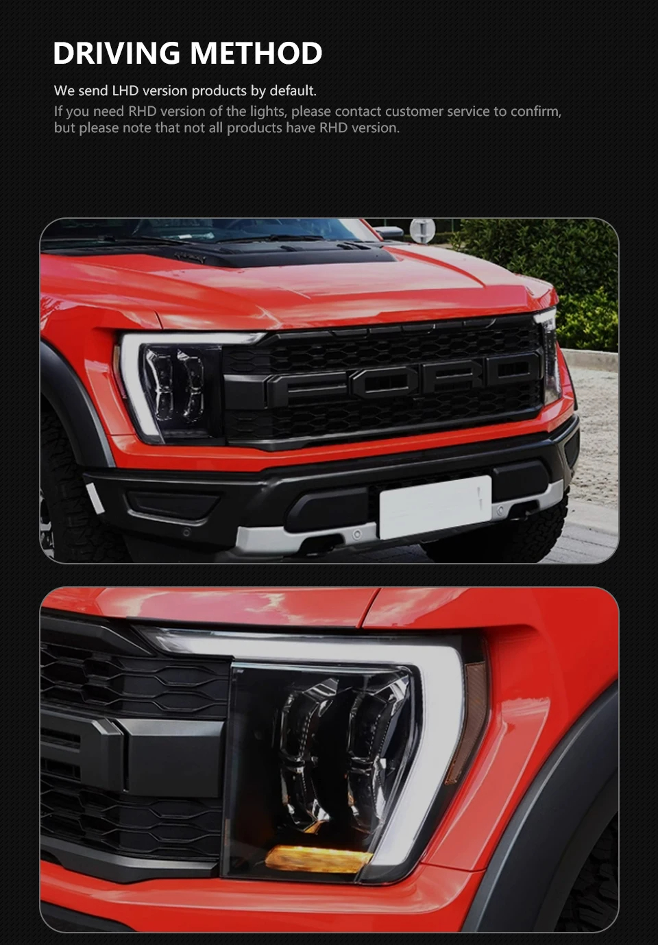 Headlight Upgrade for Ford F-150 Raptor LED Headlight 20 21-2023 Front DRL Running Light Assembly Signal Lamp