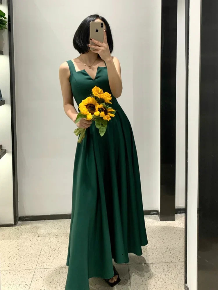 Summer Robe Dress Women V Neck Long Party Evening Dresses Sexy Tank Backless Spaghetti Strap Maxi Female Holiday Vestidos 240618