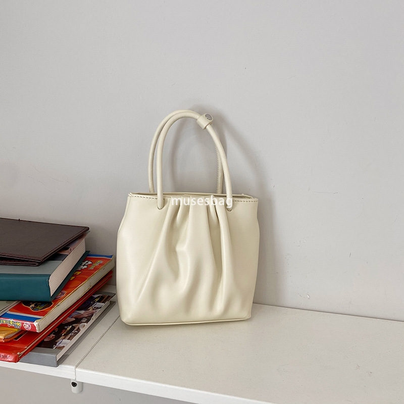 Square pleated versatile small bag for women spring and summer new soft handheld casual Korean version single shoulder crossbody bag trend