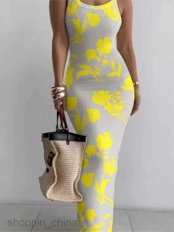 Basic Casual Dresses Dresses For Women Sexy Strap Color Printed Long Dress Evening Y2k Sleeveless Solid Skinny Bodycon Maxi Vestidos