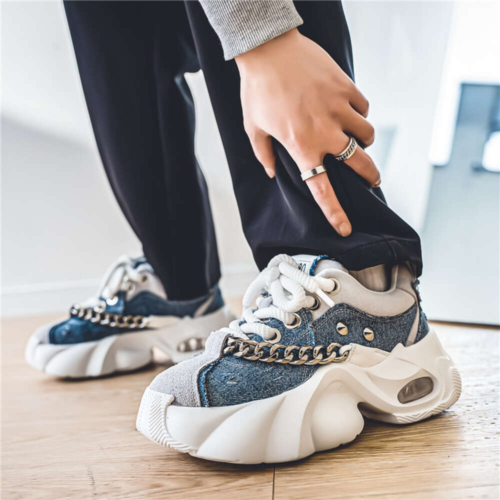 S Shoes Men New Niche Design High Aesthetics Trendy With Thick Sole And Increased Height For Teenagers Durable Denim Dad Ddmysaturn