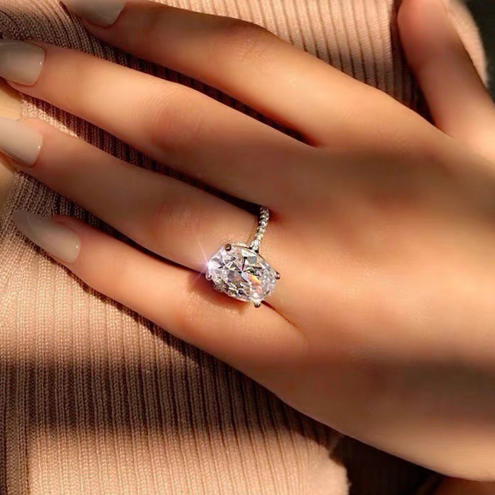 ring Moissanite Engagement Ring 925 silver diamond Set with diamonds official reproductions diamond European size jewelry fashion exquisite gift with 