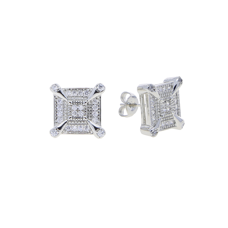 Bg Micro Pave Sparkg Cubic Zirconia Unique Round Square Earrings For Women