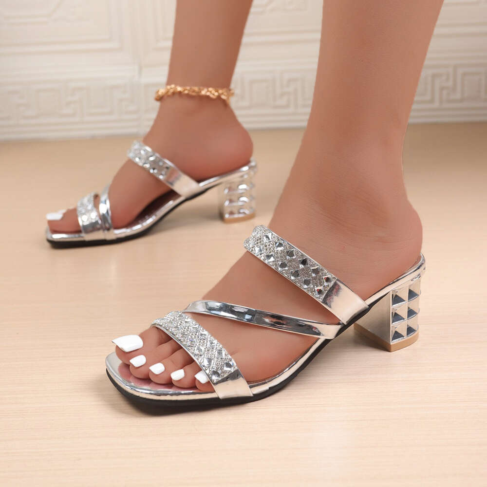 Summer Women Large S Fashion Rhinestone High Heel Sandals American Style Ddmysaturn