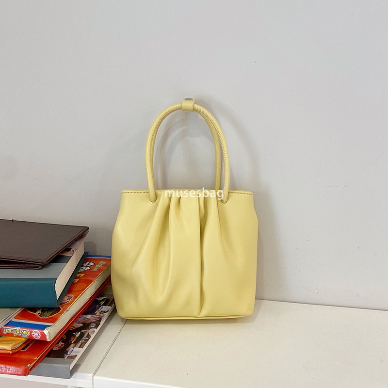 Square pleated versatile small bag for women spring and summer new soft handheld casual Korean version single shoulder crossbody bag trend