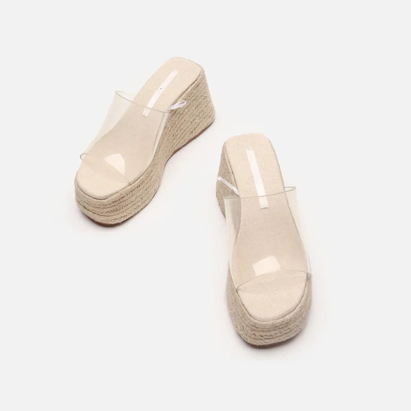 Womens Large Size Platform Sandals Wedges Shoes for Women ZA Transparent Pvc Wedge Sandals Zapatos Fucsia Mujer 240619