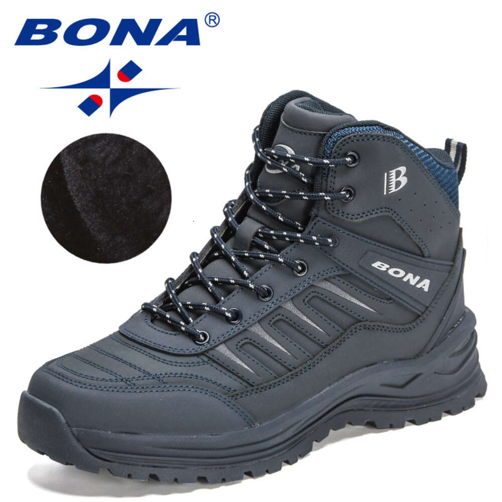 Designers BONA New Winter Snow Men Plush Action Leather Super Warm Ankle Man Outdoor Hiking Boots Mansculino Ddmysaturn