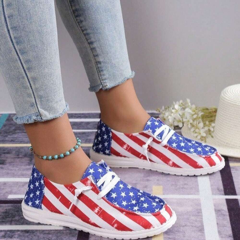 Female Large Size Star Stripe Pattern Casual Single Shoe Us Flag Ddmysaturn