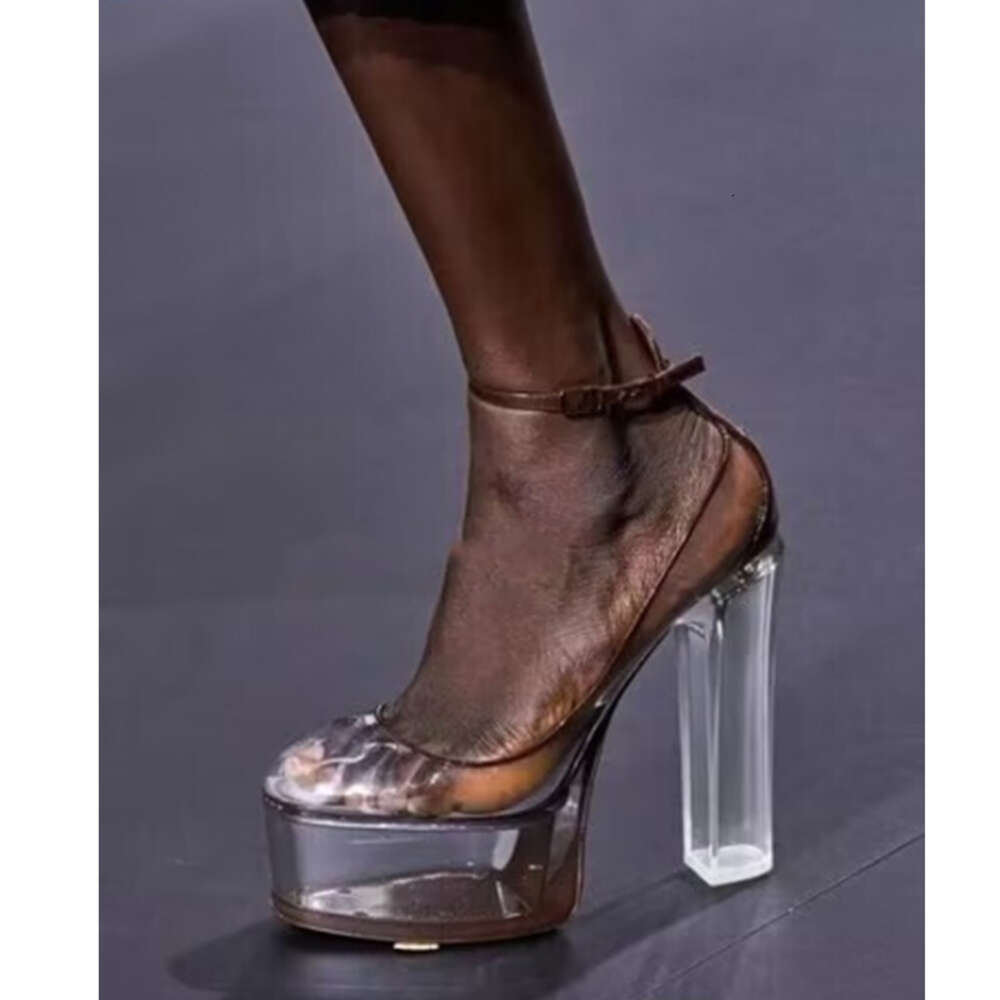 2023 Summer New Fashion Thick Sole Transparent Platform Super High Heels Wedding Party Women's Single Shoes