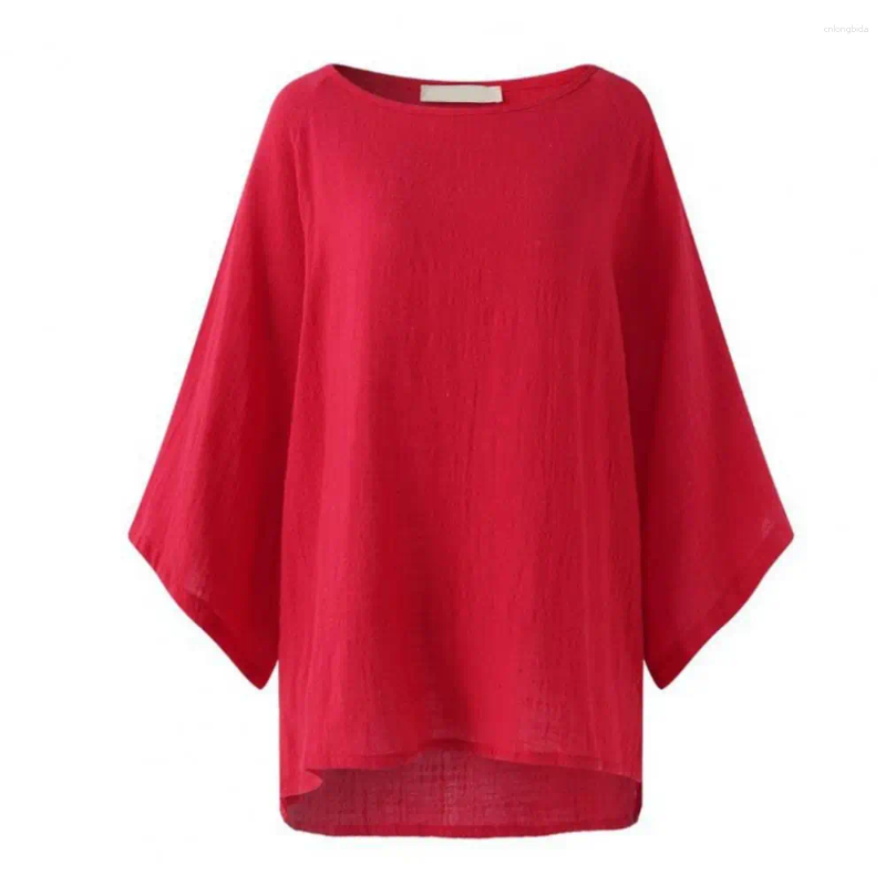 Womens Blouses Women Summer Tops Relaxed Fit Stylish Textured Solid Color 3/4 Sleeve Tee Shirt For Office