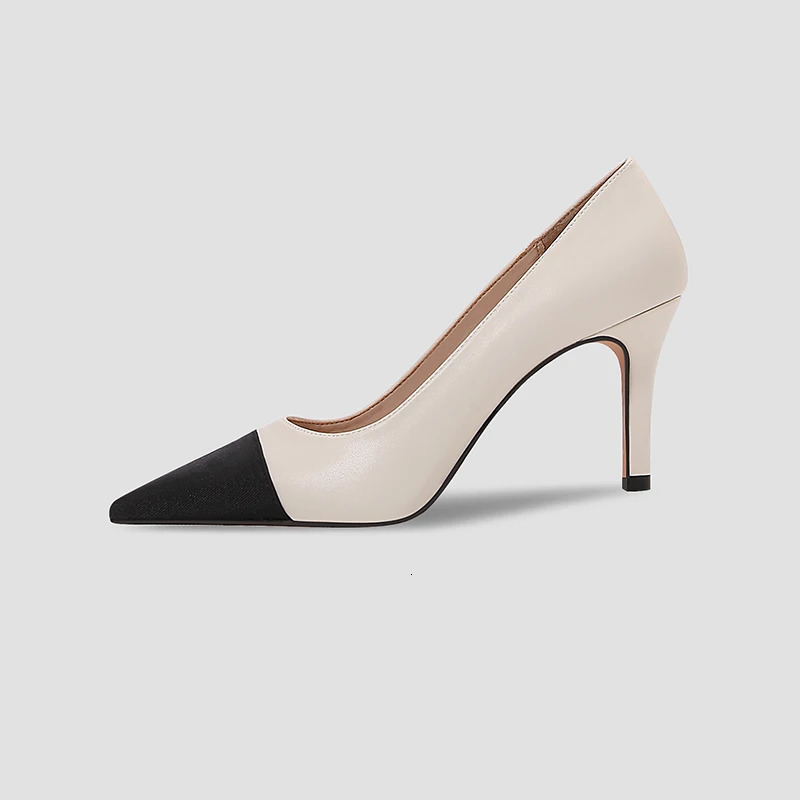 Small fragrant high heels womens light pointed toe stiletto single shoes French white womens shoes spring and autumn nude prof 240619