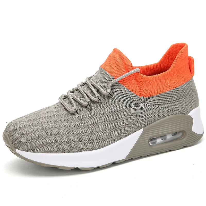 Sneakers Girls Flat Running Woman Outdoor Breathable Knit Upper Soc Lightweight Athletic Chunky Shoes Lace Up Platform