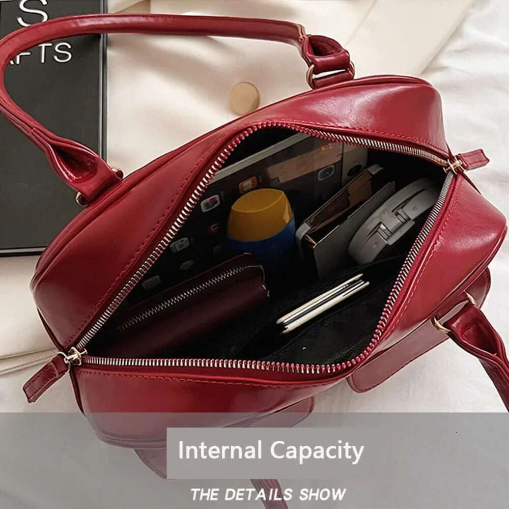 Retro Red Women's Satchel Hobo Patent Leather Multi Pocket Designer Handbag Female Shoulder Underarm Bag Tote Purses H6.193#32 ddmy ea7c hurenlak
