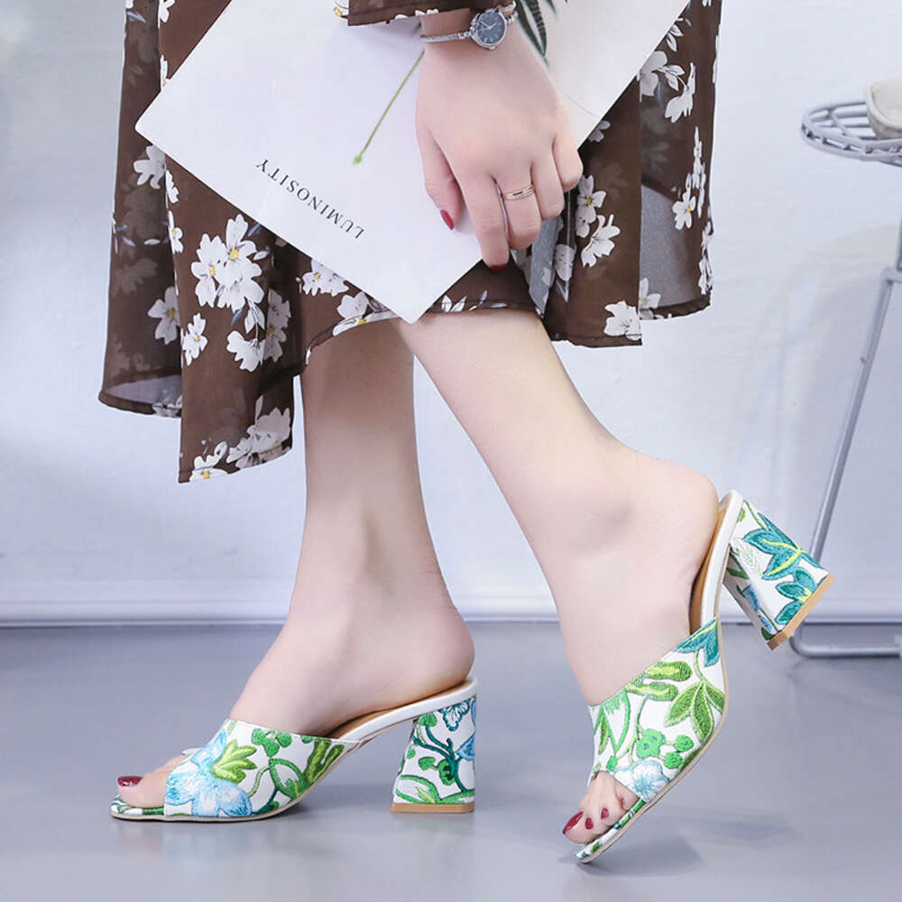 Slippers Large Spring Women Flowers China Chic Ins Style High Heel Sandals Ddmysaturn