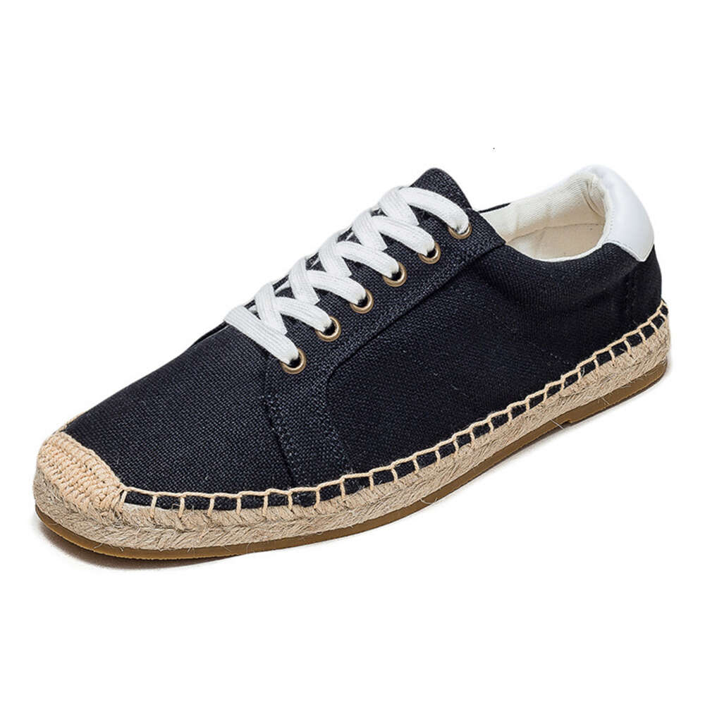 S Men Fisherman Spring Summer New Linen Canvas Simple And Casual Grass Woven Soft Sole Lace Up Sports Shoes One Foot Pedal Ddmysaturn