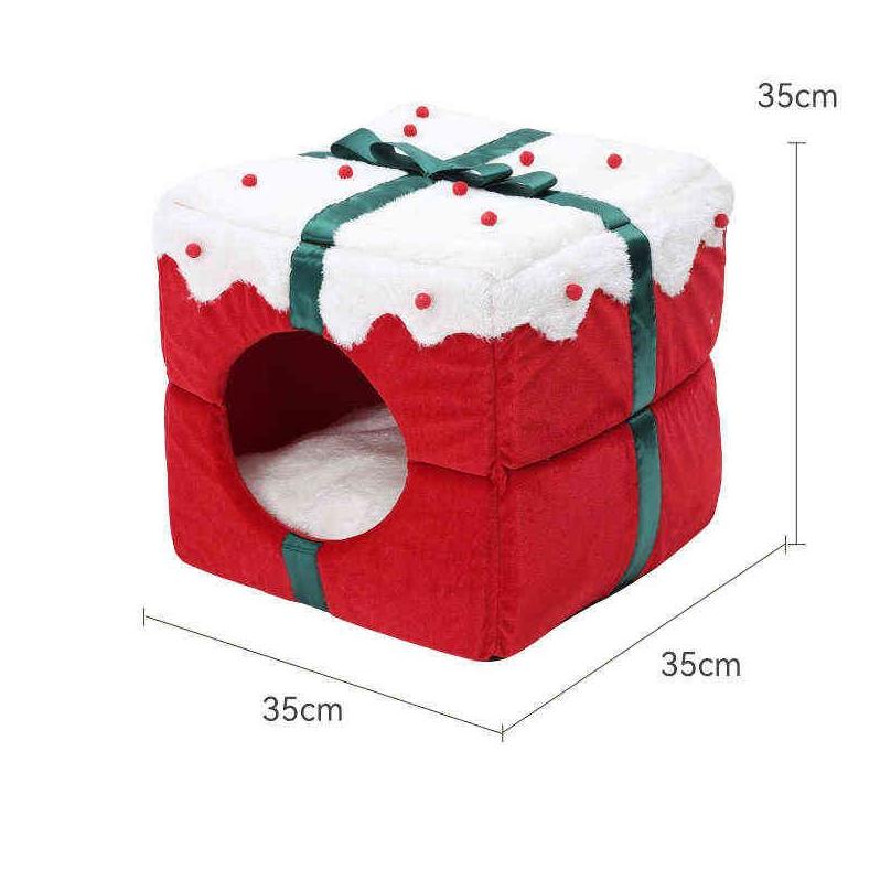 Dog Houses Kennels Accessories Christmas Cat House Kennel Puppy Cushion Small Dogs Cats Nest Winter Warm Slee Pet Bed Mat Supplies Dhwgz