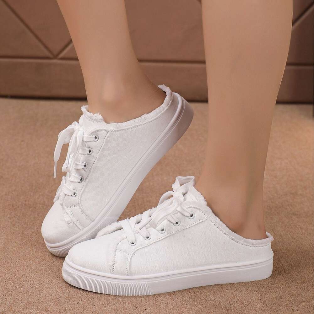 Size Summer Large New Slippers Women S Fashion Versatile Little White Half Slipperboard Shoes Ddmysaturn