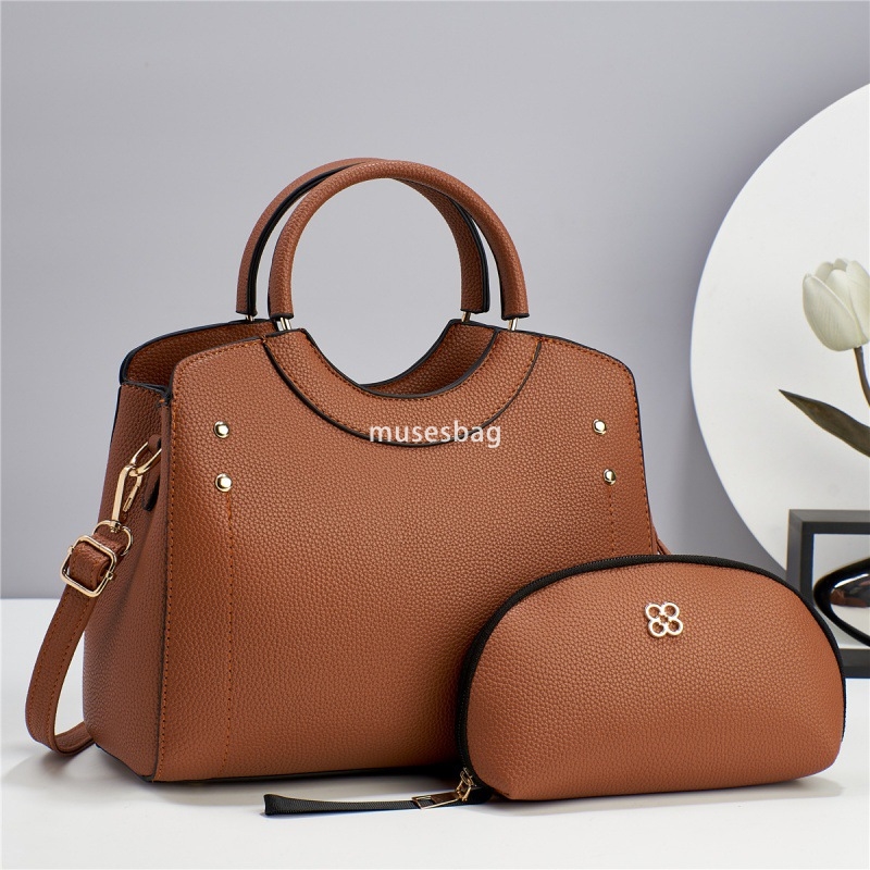 Designer Women's High Quality Quantum Mother Bag Korean Style Atmosphere Two Piece Set Practical Litchi Pattern Large Capacity Single Shoulder Cr