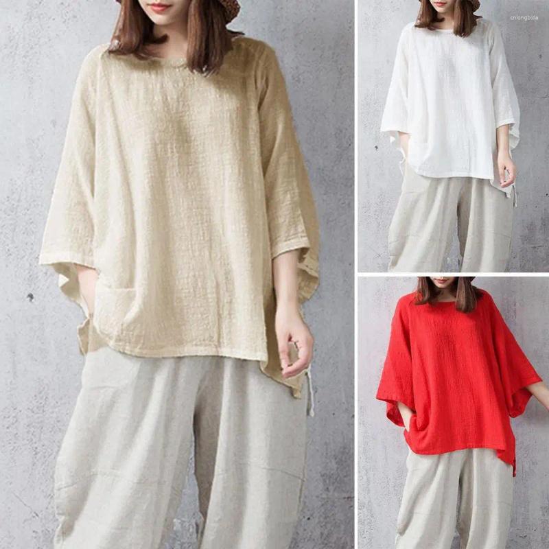 Womens Blouses Women Summer Tops Relaxed Fit Stylish Textured Solid Color 3/4 Sleeve Tee Shirt For Office
