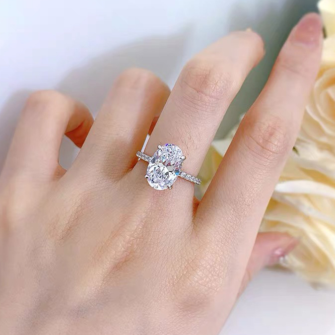 ring Moissanite Engagement Ring 925 silver diamond Set with diamonds official reproductions diamond European size jewelry fashion exquisite gift with 