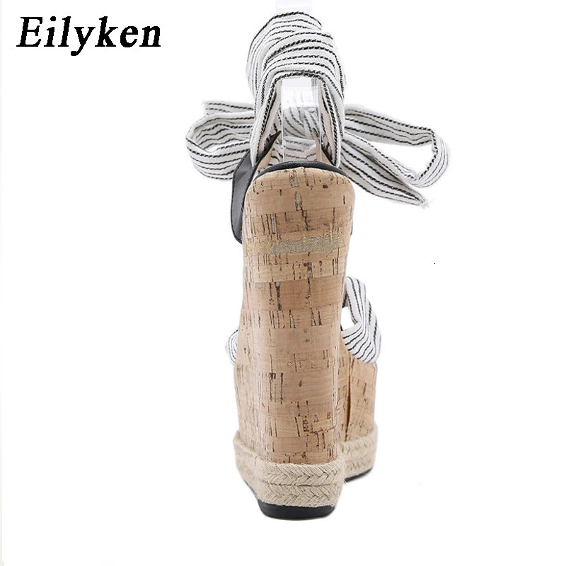 Eilyken Summer Solid White Platform Wedges Sandals Women Fashion High Heels Ankle Strap Ladies Open Toe Shoes 240619