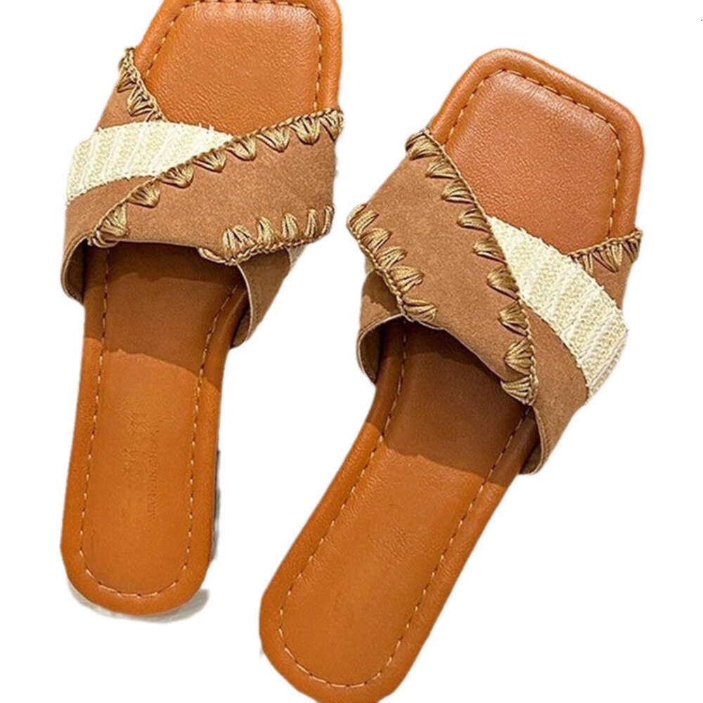 Size Summer Large New Women S Leather Spliced Casual Versatile Home Slippers Ddmysaturn
