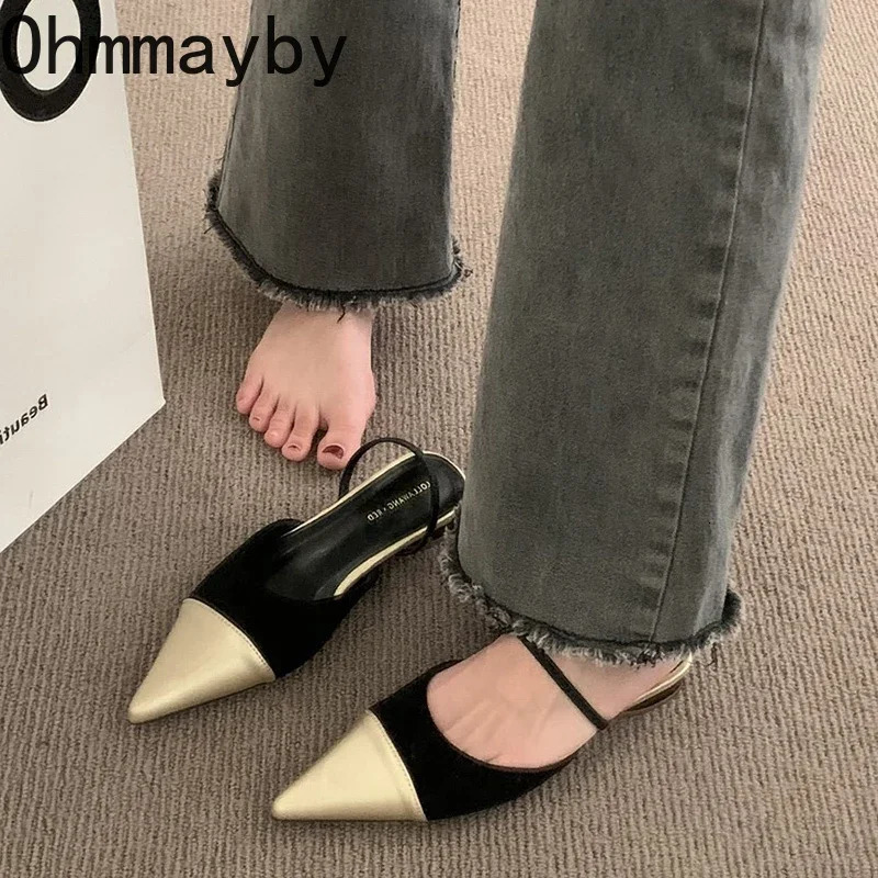 2024 Spring Womens Sandals Fashion Pointed Toe Slip on Ladies Casual Low Boots Slip Womens Steel Shoes 240617